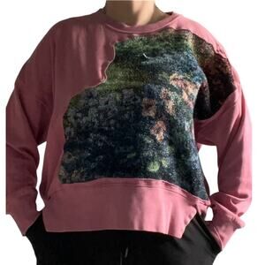 Tapestry sweatshirt, reworked floral blanket with cropped, crewneck LG
